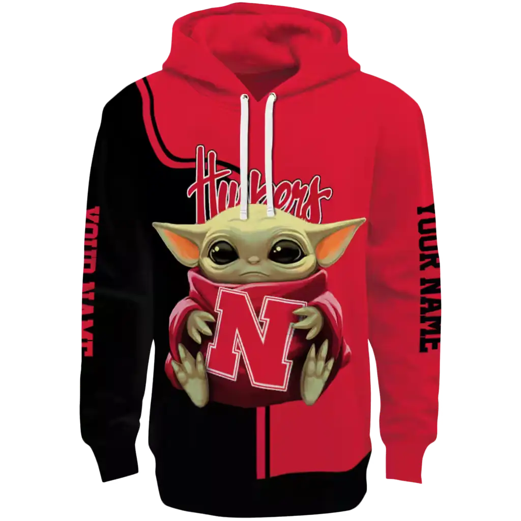 customized nebraska cornhuskers baby yoda red black hoodie best selling customized nebraska cornhuskers baby yoda red black hoodie best selling