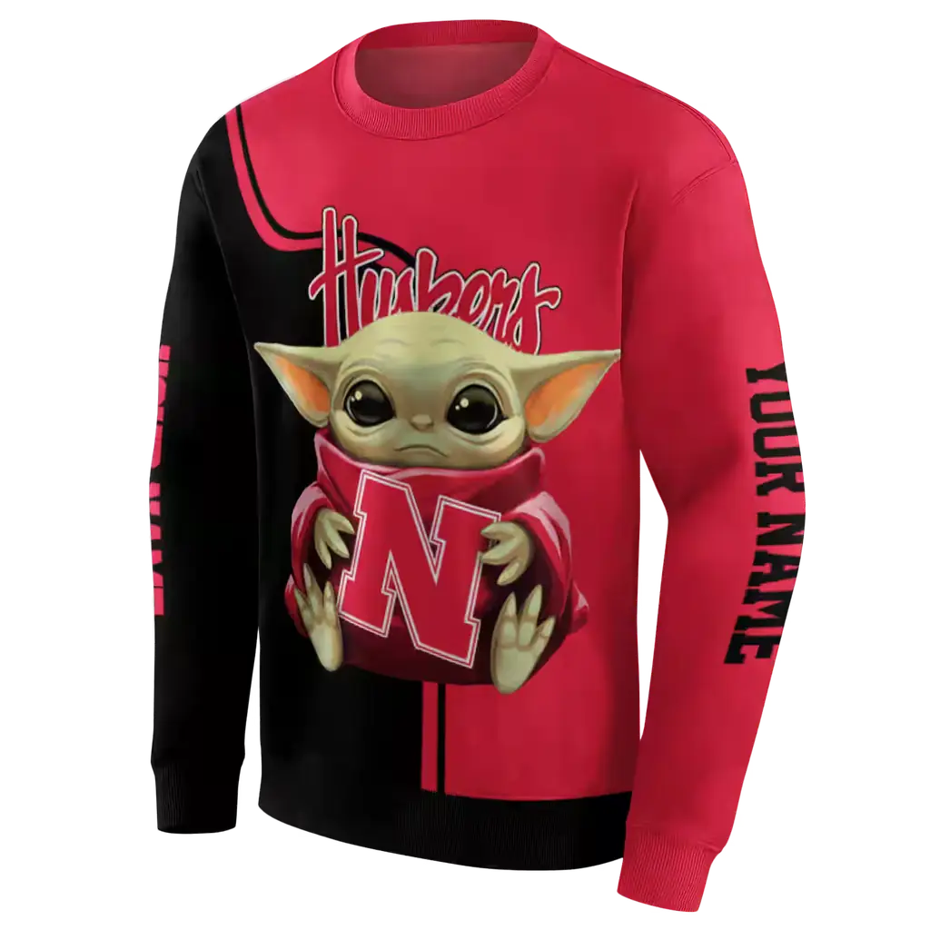 customized nebraska cornhuskers baby yoda red black hoodie new arrival customized nebraska cornhuskers baby yoda red black hoodie new arrival