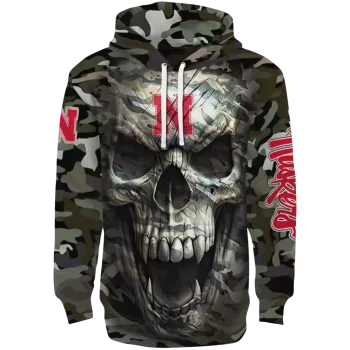 customized nebraska cornhuskers camo skull hoodie best selling
