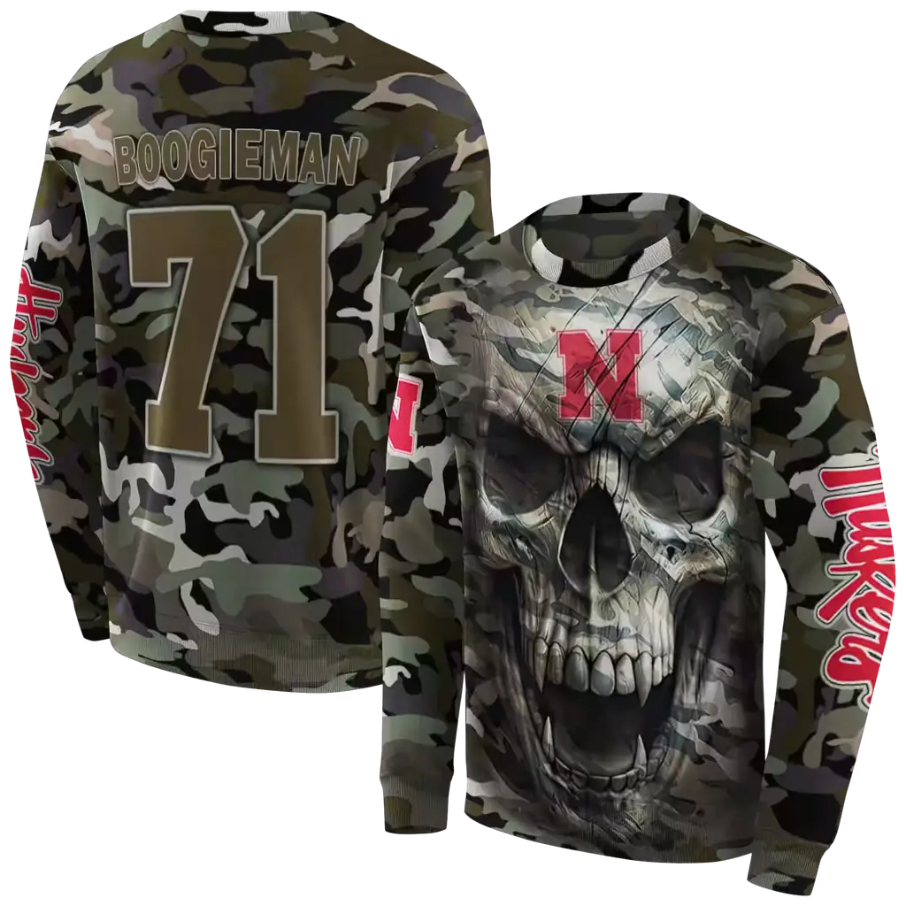 customized nebraska cornhuskers camo skull hoodie premium grade customized nebraska cornhuskers camo skull hoodie premium grade