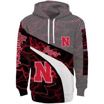 customized nebraska cornhuskers hexagonal mesh red black gray hoodie best selling