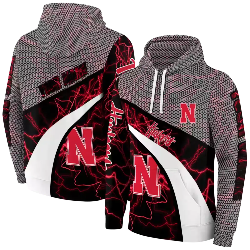 customized nebraska cornhuskers hexagonal mesh red black gray hoodie fashion forward customized nebraska cornhuskers hexagonal mesh red black gray hoodie fashion forward