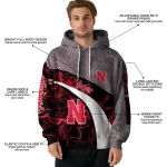 customized nebraska cornhuskers hexagonal mesh red black gray hoodie best selling