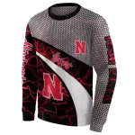 customized nebraska cornhuskers hexagonal mesh red black gray hoodie best selling