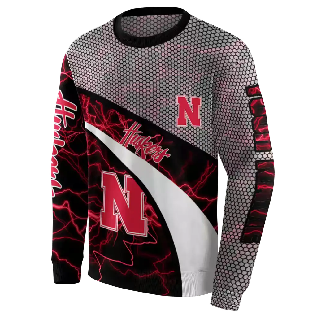 customized nebraska cornhuskers hexagonal mesh red black gray hoodie new arrival customized nebraska cornhuskers hexagonal mesh red black gray hoodie new arrival