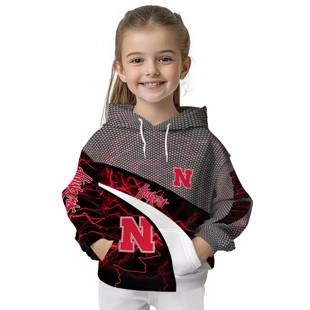 customized nebraska cornhuskers hexagonal mesh red black gray hoodie top rated customized nebraska cornhuskers hexagonal mesh red black gray hoodie top rated