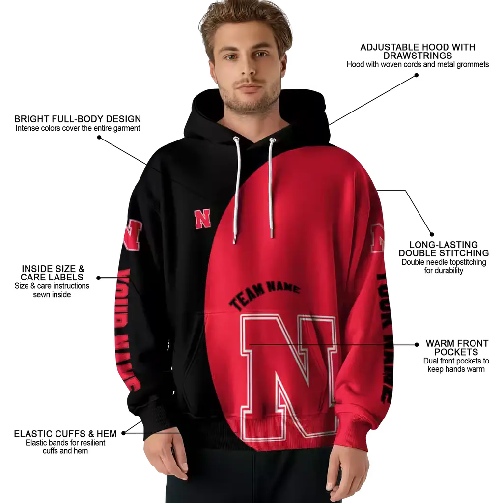 customized nebraska cornhuskers minimalist design red black hoodie latest model customized nebraska cornhuskers minimalist design red black hoodie latest model