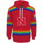 customized nebraska cornhuskers rainbow stripes red hoodie best selling