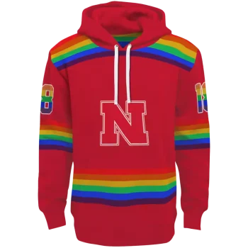 customized nebraska cornhuskers rainbow stripes red hoodie best selling