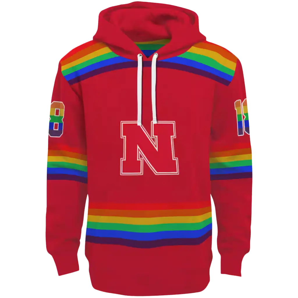 customized nebraska cornhuskers rainbow stripes red hoodie best selling customized nebraska cornhuskers rainbow stripes red hoodie best selling