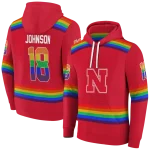 customized nebraska cornhuskers rainbow stripes red hoodie best selling