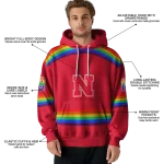 customized nebraska cornhuskers rainbow stripes red hoodie best selling