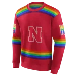 customized nebraska cornhuskers rainbow stripes red hoodie best selling