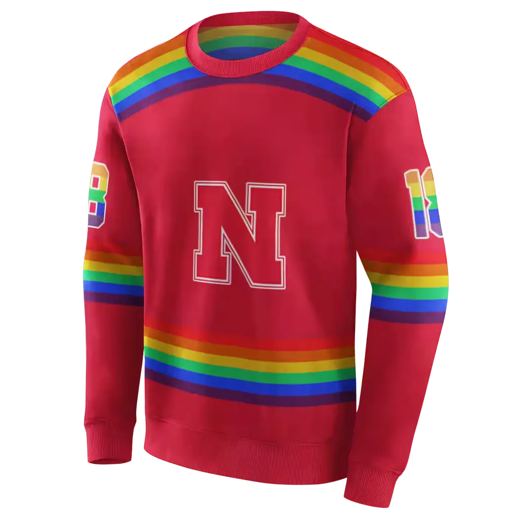 customized nebraska cornhuskers rainbow stripes red hoodie new arrival customized nebraska cornhuskers rainbow stripes red hoodie new arrival