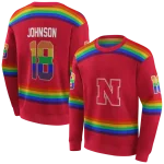 customized nebraska cornhuskers rainbow stripes red hoodie best selling