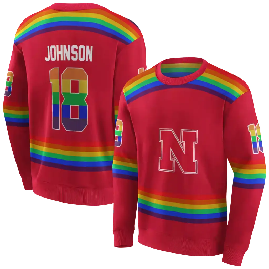 customized nebraska cornhuskers rainbow stripes red hoodie premium grade customized nebraska cornhuskers rainbow stripes red hoodie premium grade