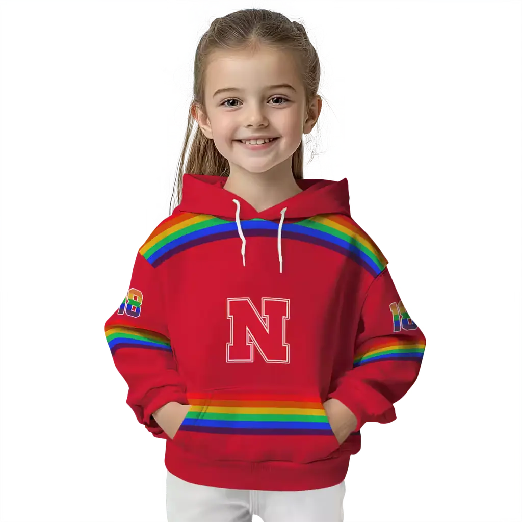 customized nebraska cornhuskers rainbow stripes red hoodie top rated customized nebraska cornhuskers rainbow stripes red hoodie top rated