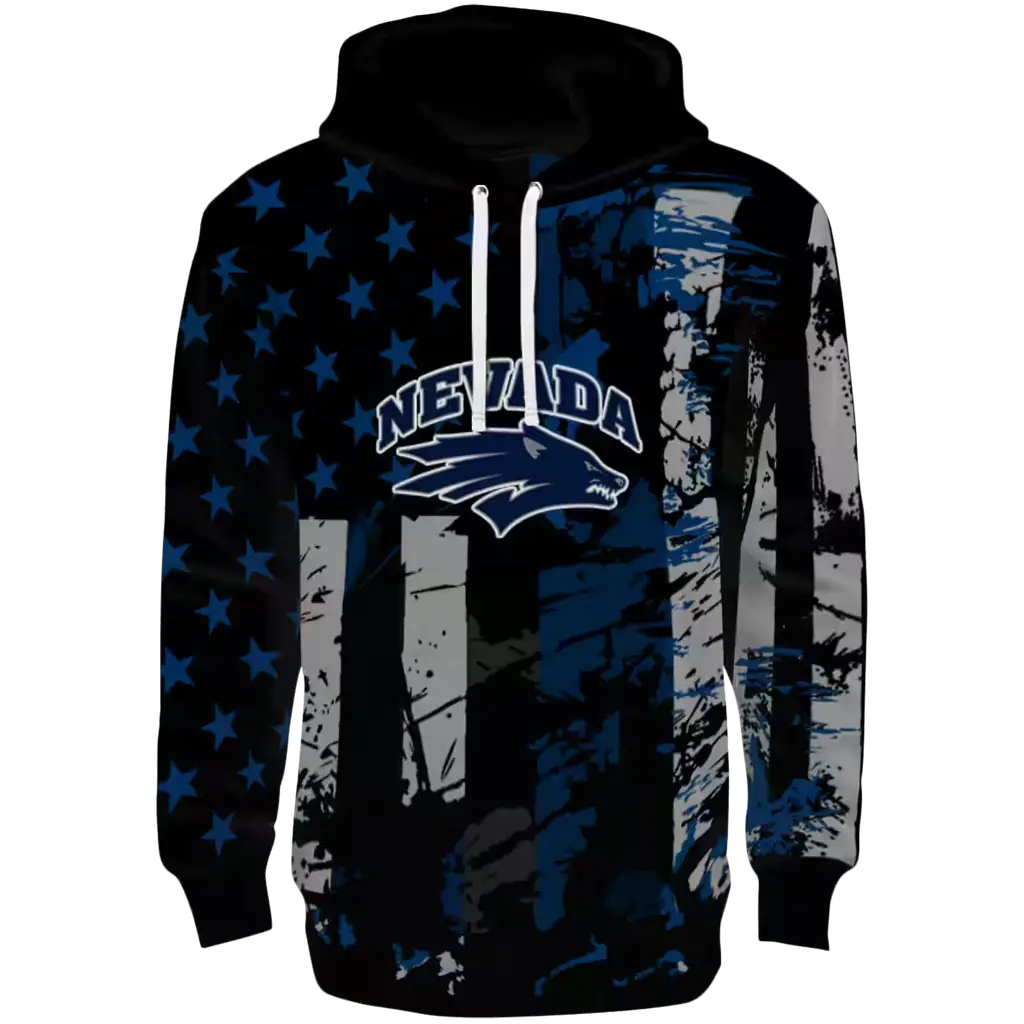 customized nevada wolf pack distressed flag blue black hoodie best selling customized nevada wolf pack distressed flag blue black hoodie best selling