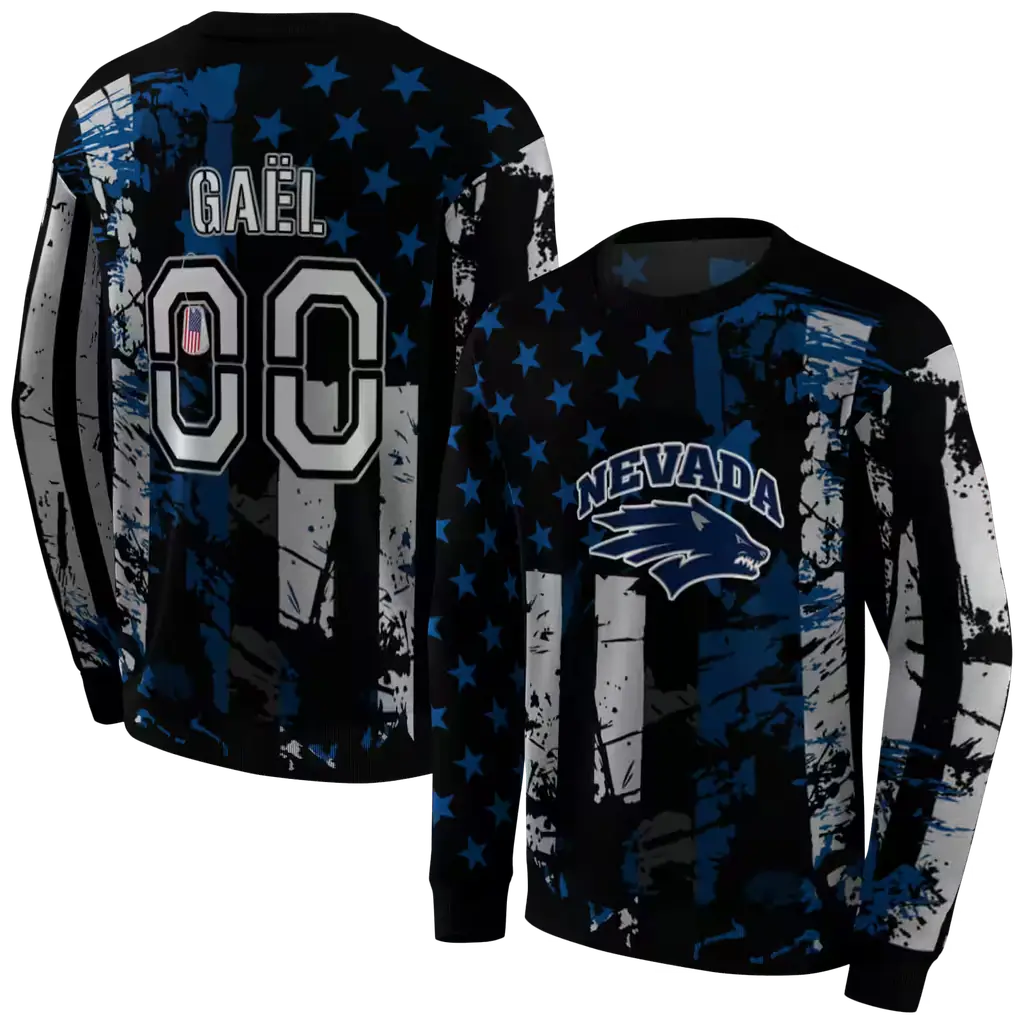 customized nevada wolf pack distressed flag blue black hoodie premium grade customized nevada wolf pack distressed flag blue black hoodie premium grade