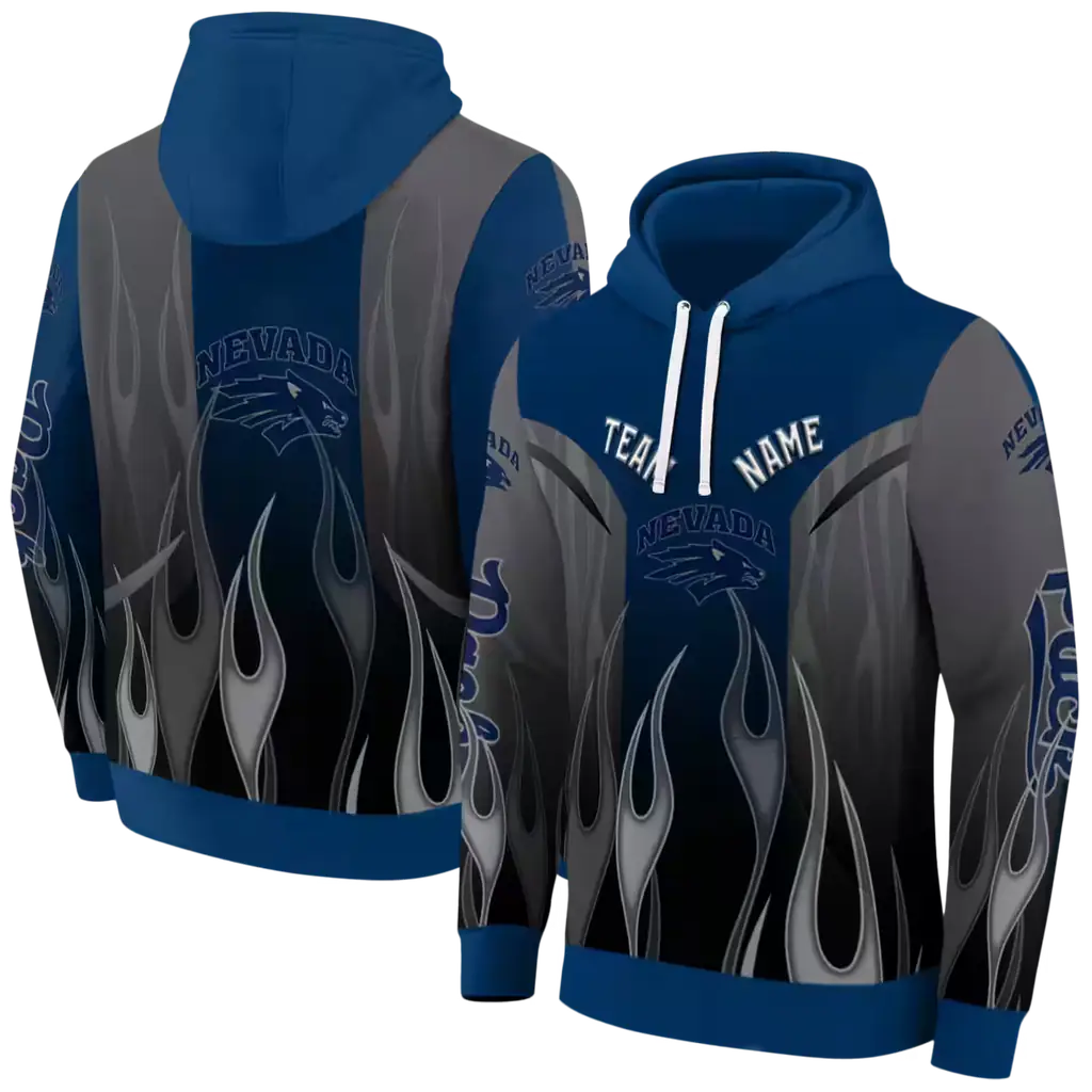 customized nevada wolf pack flame design blue hoodie fashion forward customized nevada wolf pack flame design blue hoodie fashion forward