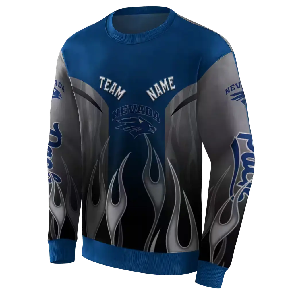 customized nevada wolf pack flame design blue hoodie new arrival customized nevada wolf pack flame design blue hoodie new arrival
