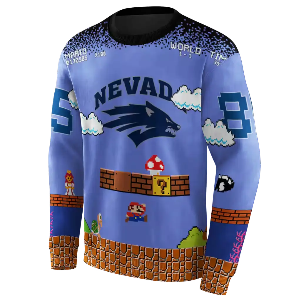 customized nevada wolf pack mario blue black hoodie new arrival customized nevada wolf pack mario blue black hoodie new arrival