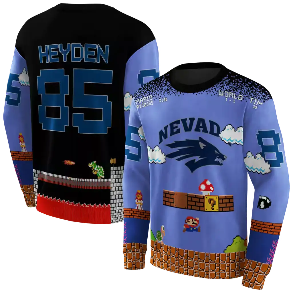 customized nevada wolf pack mario blue black hoodie premium grade customized nevada wolf pack mario blue black hoodie premium grade