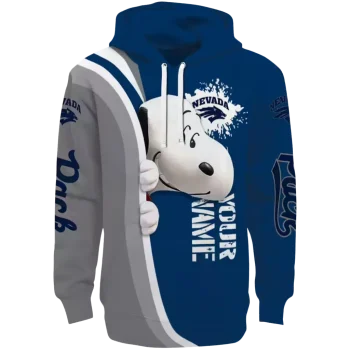 customized nevada wolf pack peeking snoopy blue hoodie best selling
