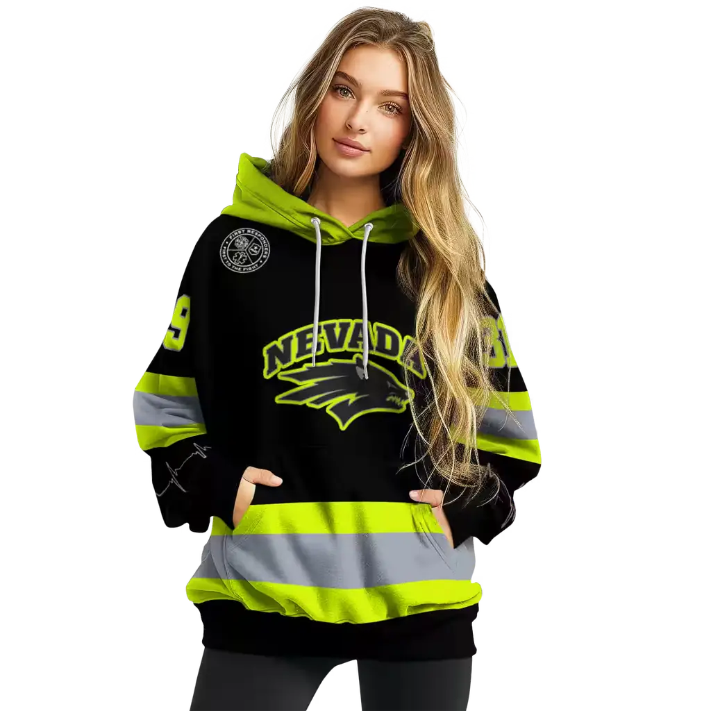 customized nevada wolf pack safety motif black neon green hoodie high quality customized nevada wolf pack safety motif black neon green hoodie high quality
