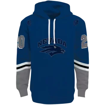 customized nevada wolf pack striped sleeves blue hoodie best selling