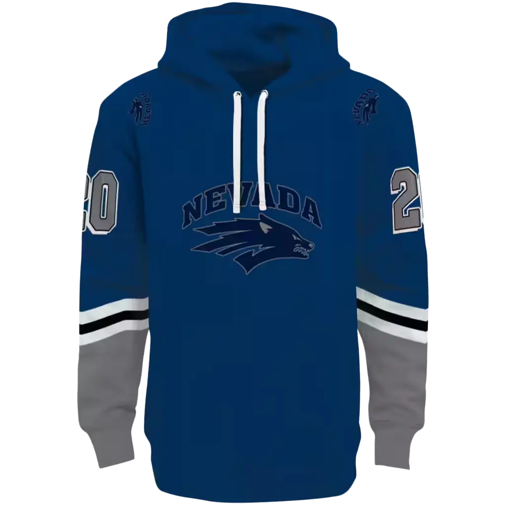 customized nevada wolf pack striped sleeves blue hoodie best selling customized nevada wolf pack striped sleeves blue hoodie best selling