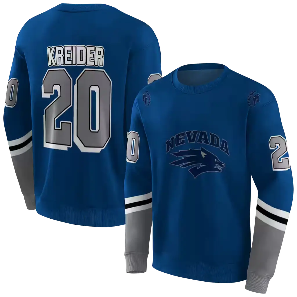 customized nevada wolf pack striped sleeves blue hoodie premium grade customized nevada wolf pack striped sleeves blue hoodie premium grade