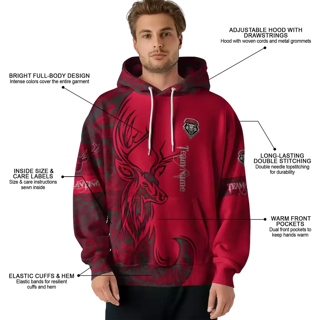 customized new mexico lobos deer silhouette red hoodie latest model customized new mexico lobos deer silhouette red hoodie latest model