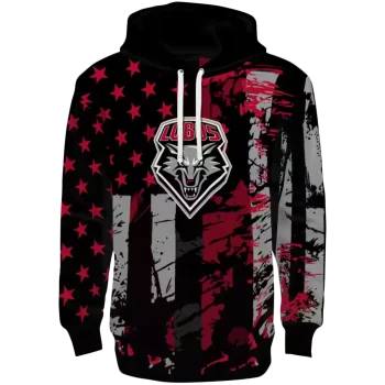 customized new mexico lobos distressed flag red black hoodie best selling