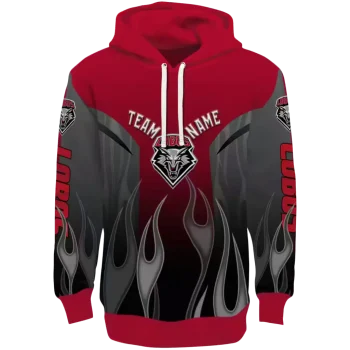 customized new mexico lobos flame design red hoodie best selling