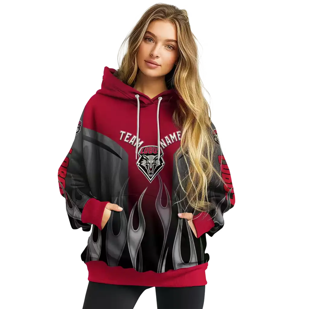 customized new mexico lobos flame design red hoodie high quality customized new mexico lobos flame design red hoodie high quality