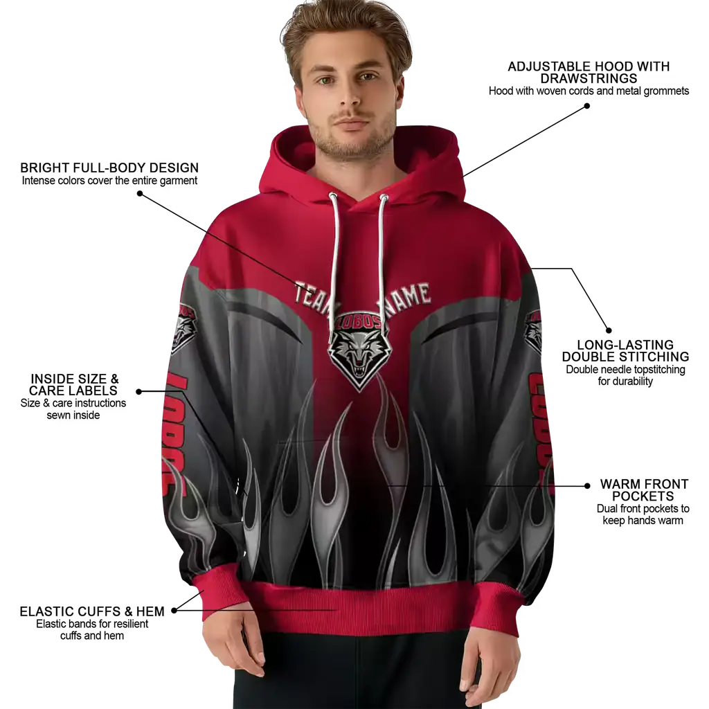 customized new mexico lobos flame design red hoodie latest model customized new mexico lobos flame design red hoodie latest model