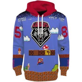 customized new mexico lobos mario blue black hoodie best selling