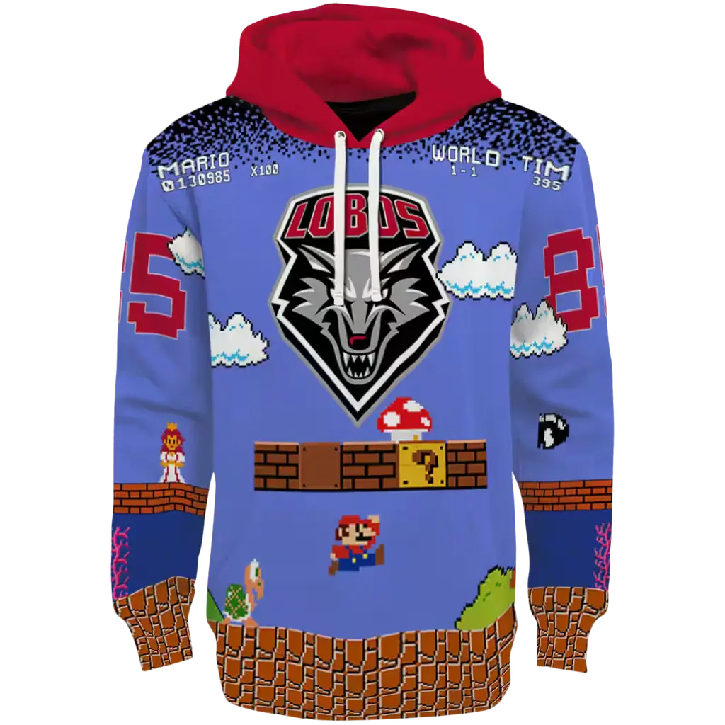 customized new mexico lobos mario blue black hoodie best selling customized new mexico lobos mario blue black hoodie best selling