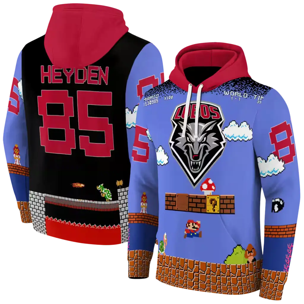 customized new mexico lobos mario blue black hoodie fashion forward customized new mexico lobos mario blue black hoodie fashion forward