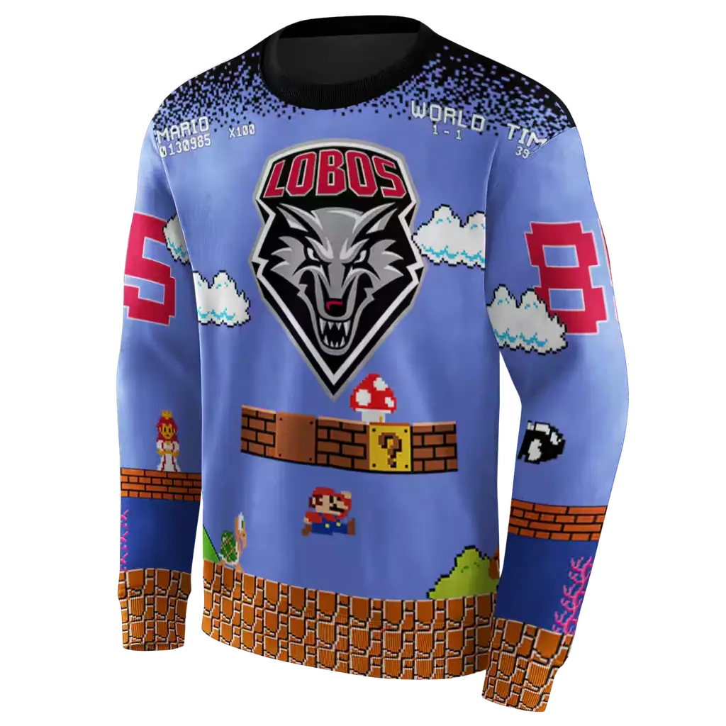 customized new mexico lobos mario blue black hoodie new arrival customized new mexico lobos mario blue black hoodie new arrival
