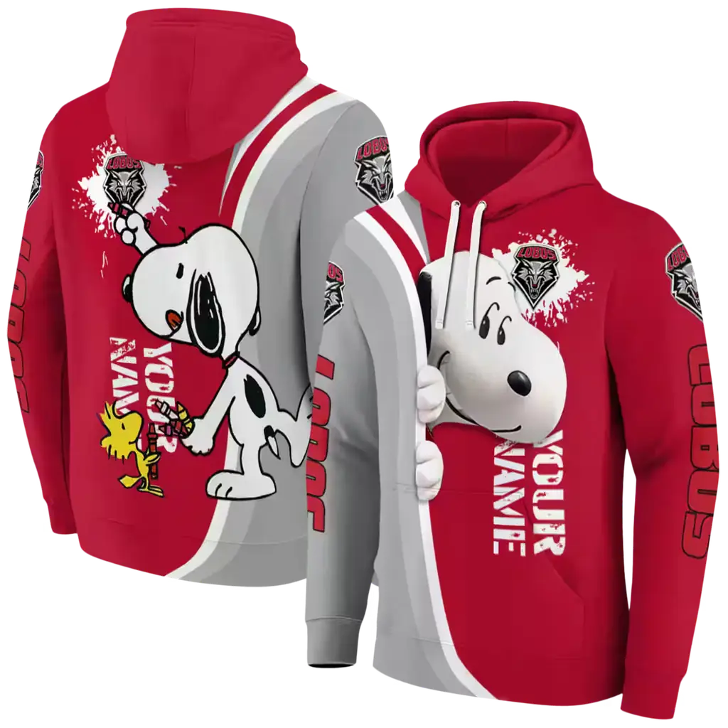 customized new mexico lobos peeking snoopy red hoodie fashion forward customized new mexico lobos peeking snoopy red hoodie fashion forward