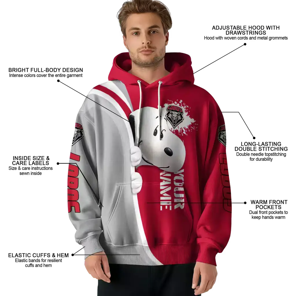 customized new mexico lobos peeking snoopy red hoodie latest model customized new mexico lobos peeking snoopy red hoodie latest model