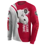 customized new mexico lobos peeking snoopy red hoodie best selling