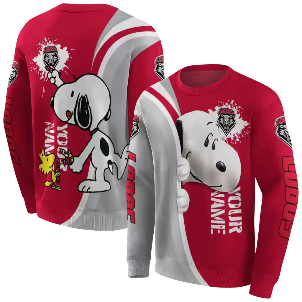 customized new mexico lobos peeking snoopy red hoodie premium grade customized new mexico lobos peeking snoopy red hoodie premium grade