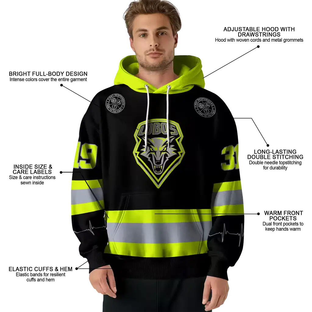customized new mexico lobos safety motif black neon green hoodie latest model customized new mexico lobos safety motif black neon green hoodie latest model
