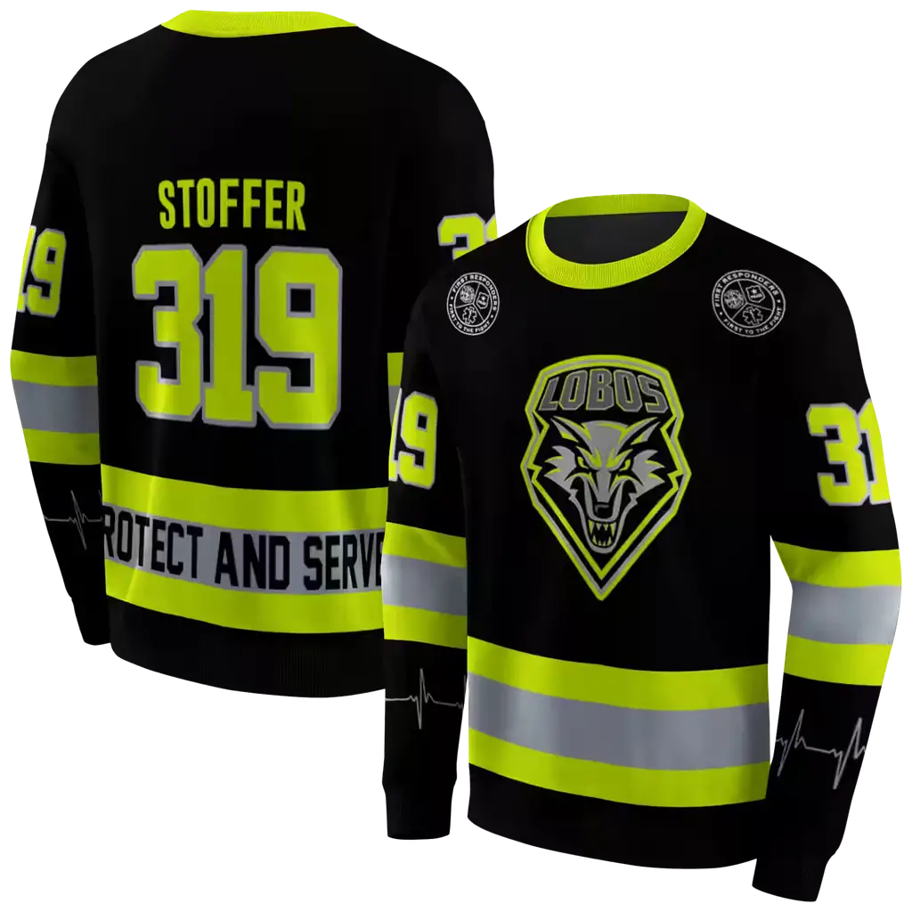 customized new mexico lobos safety motif black neon green hoodie premium grade customized new mexico lobos safety motif black neon green hoodie premium grade