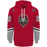 customized new mexico lobos striped sleeves red hoodie best selling