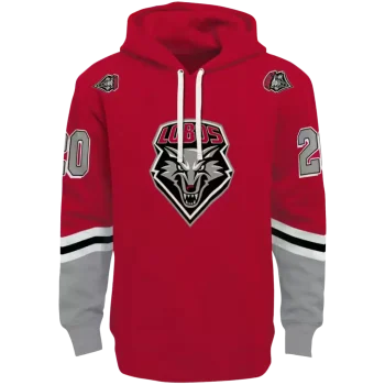 customized new mexico lobos striped sleeves red hoodie best selling