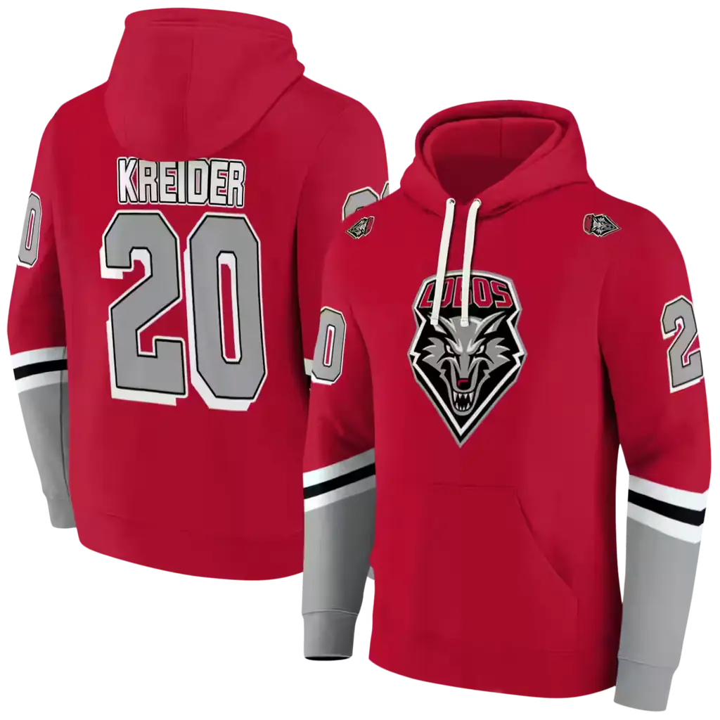 customized new mexico lobos striped sleeves red hoodie fashion forward customized new mexico lobos striped sleeves red hoodie fashion forward